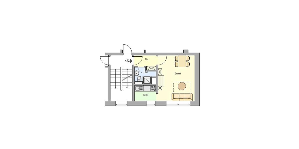 Etagenwohnung Schleiz - 1 Zimmer, 26 m&sup2;, 215&euro; | Angebot:25975028