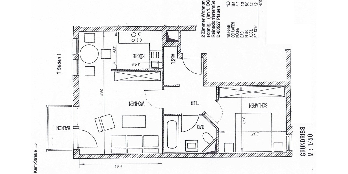 Etagenwohnung Plauen Südvorstadt - 2 Zimmer, 47 m&sup2;, 49.000&euro; | Angebot:25776176