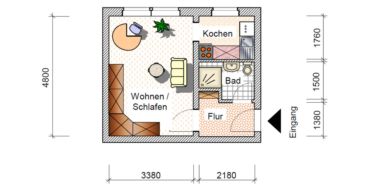 Etagenwohnung Bad Elster - 1 Zimmer, 26 m&sup2;, 190&euro; | Angebot:25217573