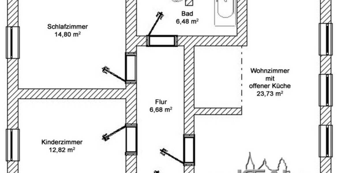 Etagenwohnung Plauen Stadtmitte - 3 Zimmer, 64 m&sup2;, 300&euro; | Angebot:25687456