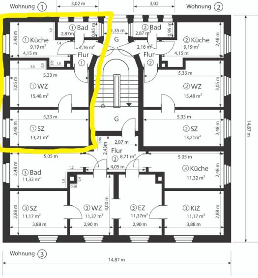 Etagenwohnung Reichenbach im Vogtland Obermylau - 2 Zimmer, 43 m&sup2;, 280&euro; | Angebot:24604150