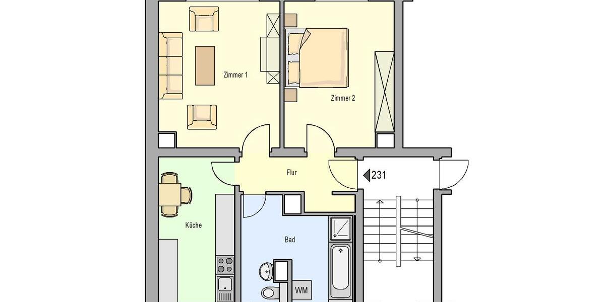 Etagenwohnung Schleiz - 2 Zimmer, 58 m&sup2;, 420&euro; | Angebot:24616024