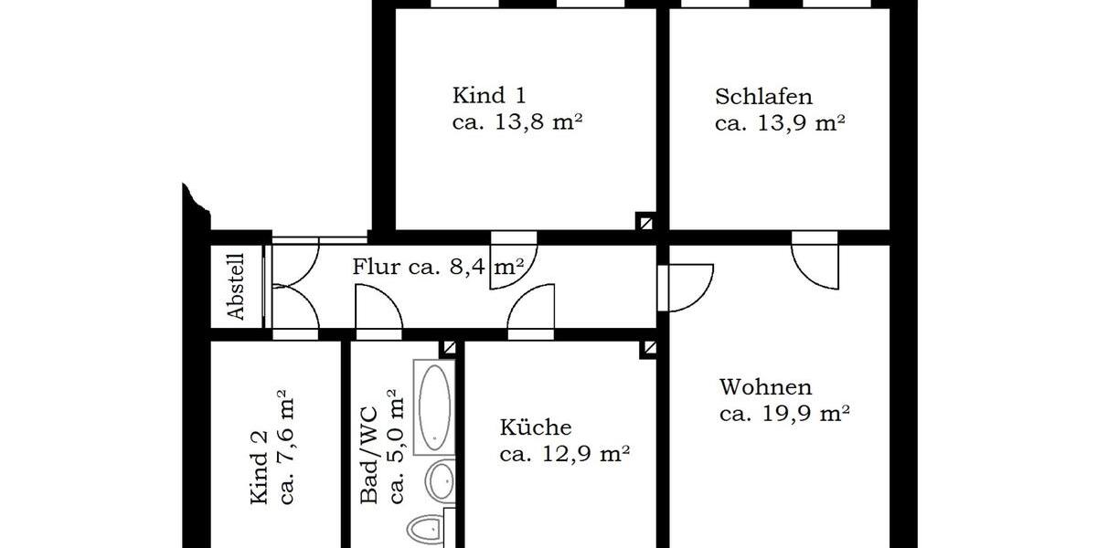 Etagenwohnung Adorf/Vogtland Vogtland - 4 Zimmer, 83 m&sup2;, 400&euro; | Angebot:25362065