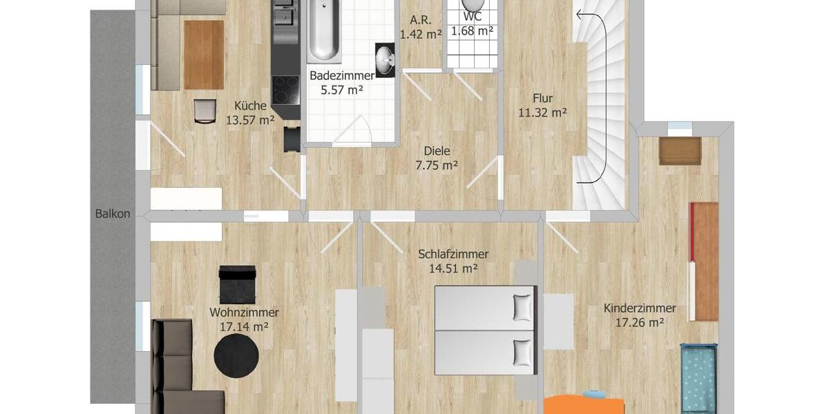 Etagenwohnung Rehau - 3 Zimmer, 78 m&sup2;, 500&euro; | Angebot:26643626