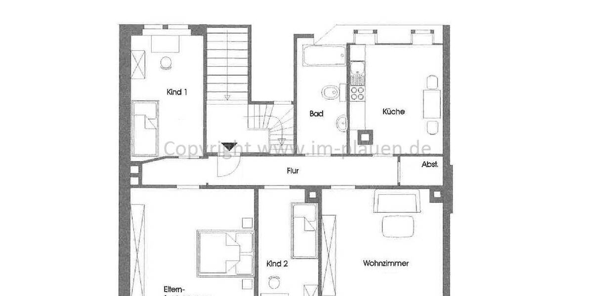 Etagenwohnung Plauen Südvorstadt - 4 Zimmer, 96 m&sup2;, 430&euro; | Angebot:25694446