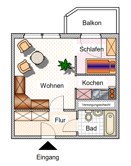 Etagenwohnung Bad Elster - 1 Zimmer, 34 m&sup2;, 240&euro; | Angebot:25219056