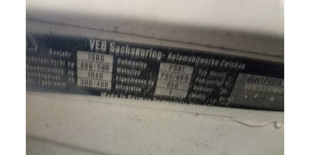 Trabant P 601 42.500 km 9.950 &euro; Lengenfeld 08485