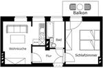 Etagenwohnung Plauen Bahnhofsvorstadt - 2 Zimmer, 37 m&sup2;, 207&euro; | Angebot:26635775