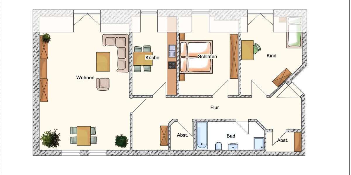 Etagenwohnung Plauen Altstadt - 3 Zimmer, 108 m&sup2;, 589&euro; | Angebot:23691419