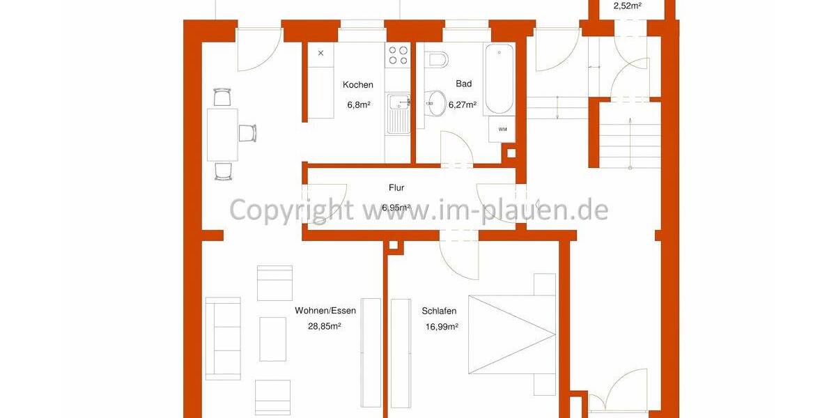 Etagenwohnung Plauen Haselbrunn - 2 Zimmer, 72 m&sup2;, 320&euro; | Angebot:26189320