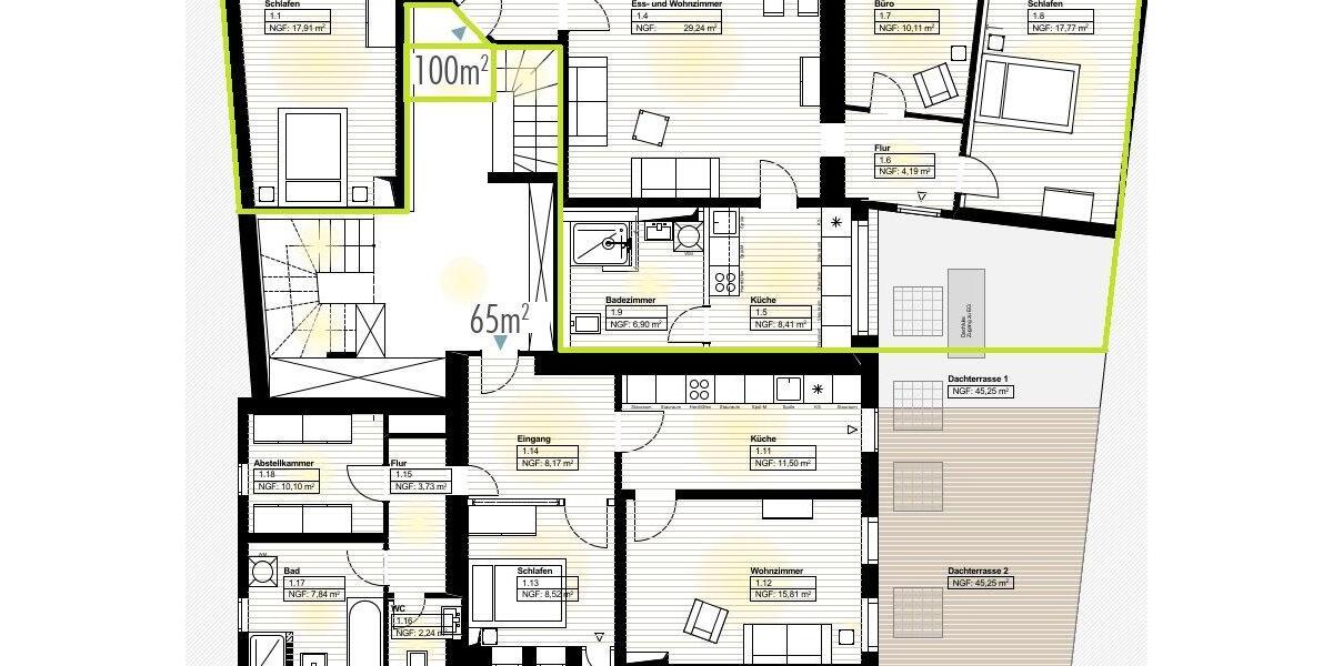 Etagenwohnung Hof Altstadt - 4.5 Zimmer, 100 m&sup2;, 850&euro; | Angebot:26000190
