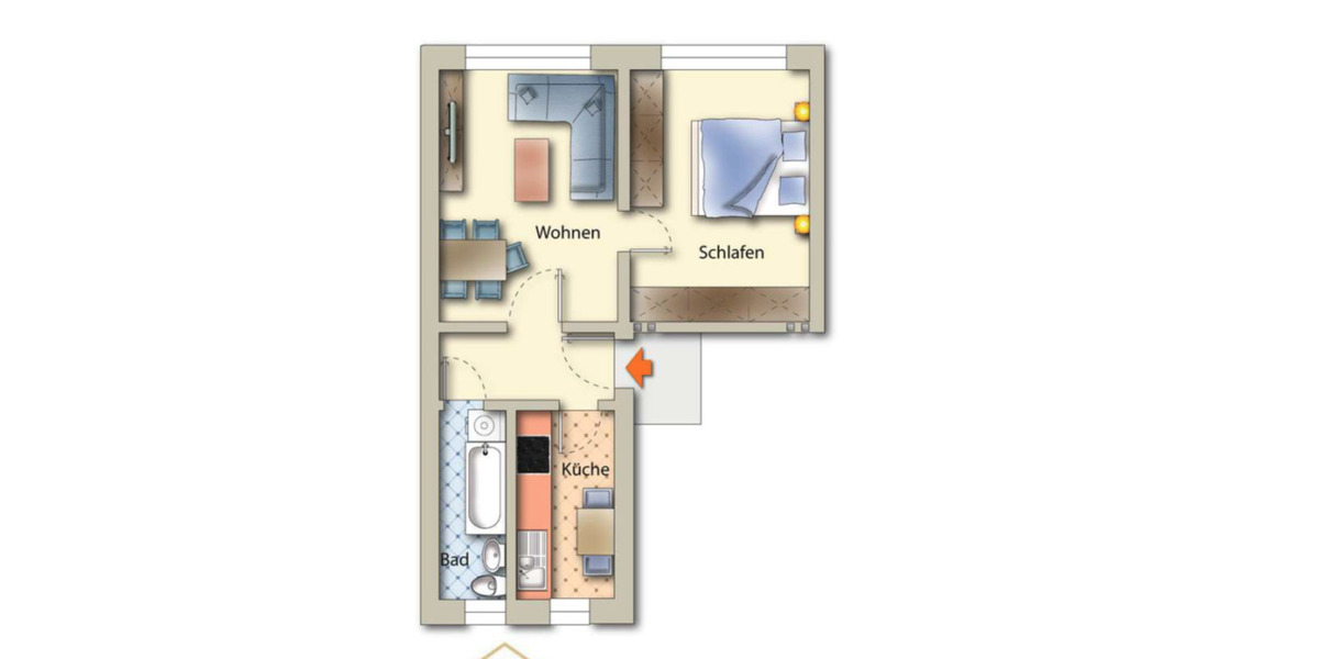 Etagenwohnung Netzschkau - 2 Zimmer, 46 m&sup2;, 300&euro; | Angebot:25842853