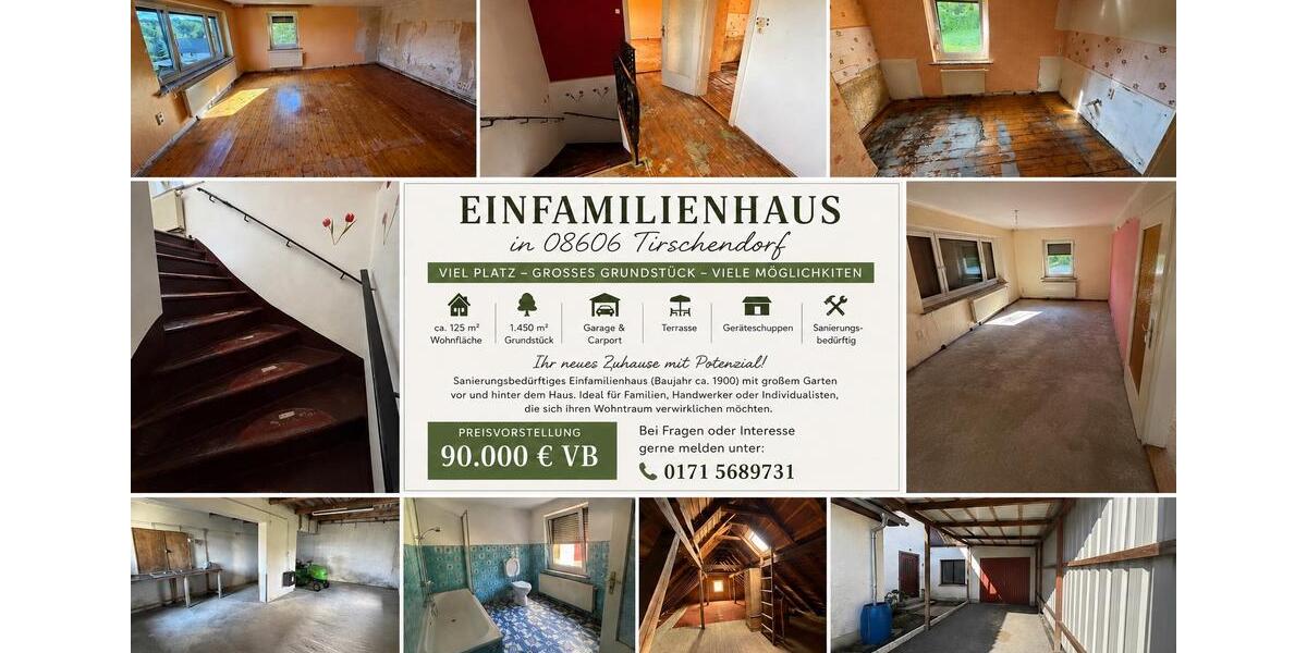 Einfamilienhaus Oelsnitz (Vogtland) - 4 Zimmer, 125 m&sup2;, 70.000&euro; | Angebot:27042827