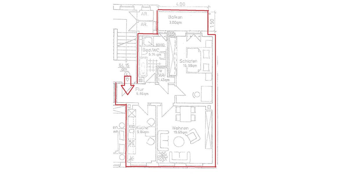 Etagenwohnung Plauen Haselbrunn - 2 Zimmer, 64 m&sup2;, 350&euro; | Angebot:26740398