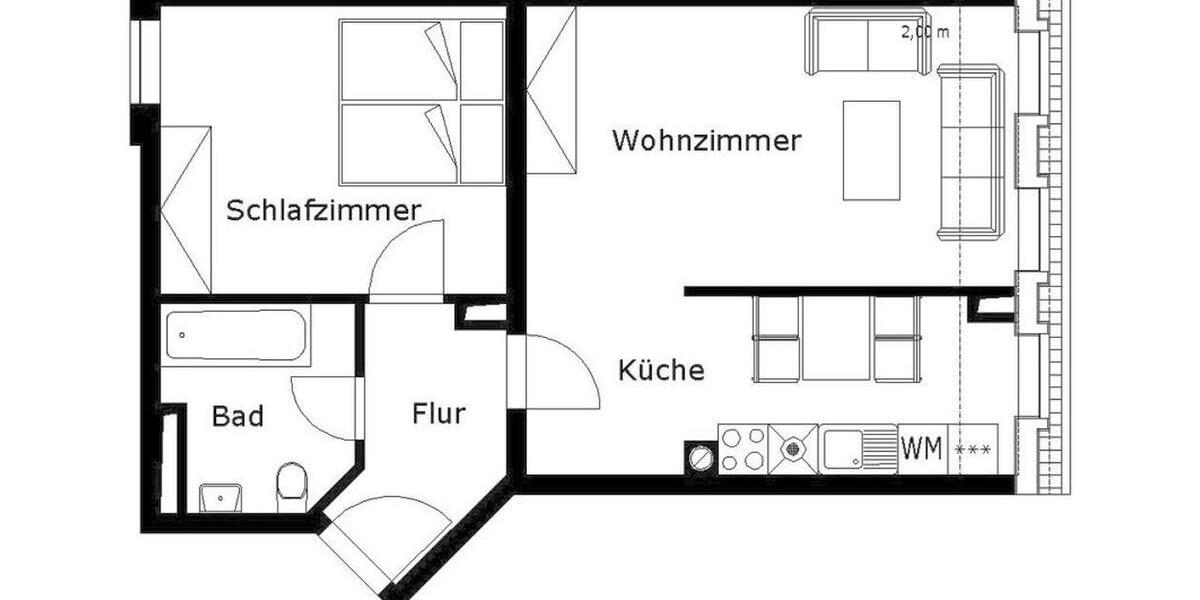 Dachgeschoßwohnung Plauen Bahnhofsvorstadt - 2 Zimmer, 54 m&sup2;, 261&euro; | Angebot:26020230