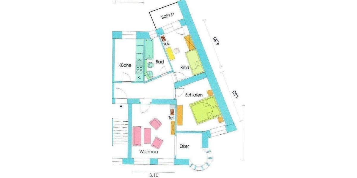 Etagenwohnung Plauen Stadtmitte - 3 Zimmer, 68 m&sup2;, 375&euro; | Angebot:26155802
