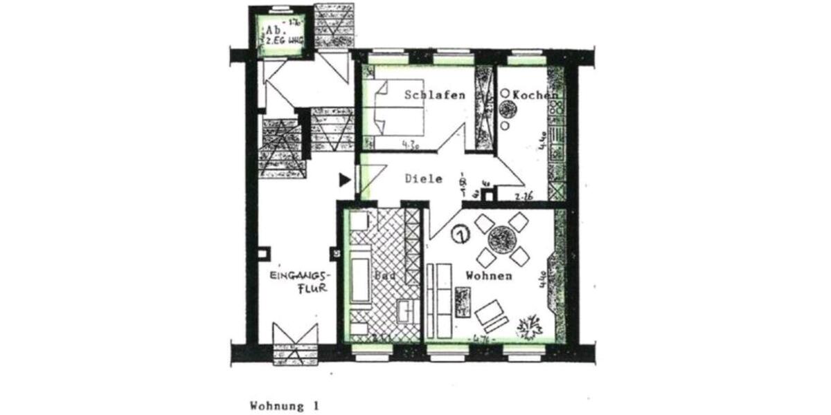 Erdgeschoßwohnung Plauen Bahnhofsvorstadt - 2 Zimmer, 58 m&sup2;, 34.500&euro; | Angebot:24877121