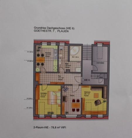 Dachgeschoßwohnung Plauen Bahnhofsvorstadt - 2.5 Zimmer, 82 m&sup2;, 315&euro; | Angebot:21228357